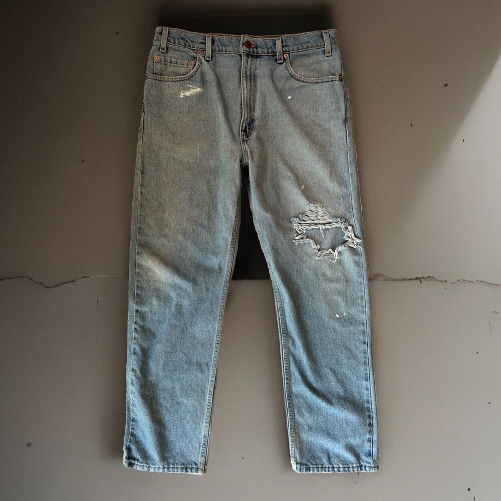 Vintage Levis 505 Jeans 35 Blue 90s Light Wash Denim Straight Leg Streetwear
